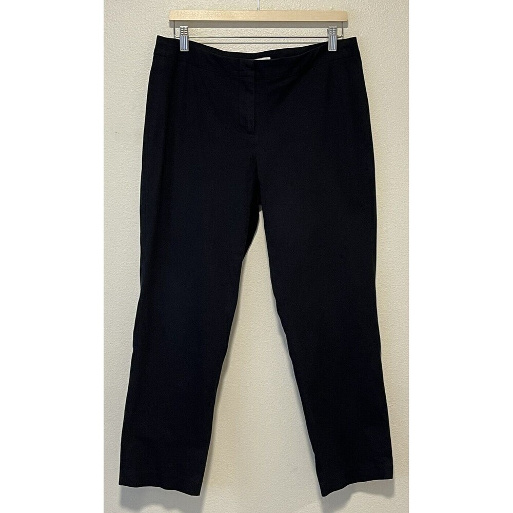 J Jill Cotton Flat Front Crop Pants Size 10 Black Business Casual Classic